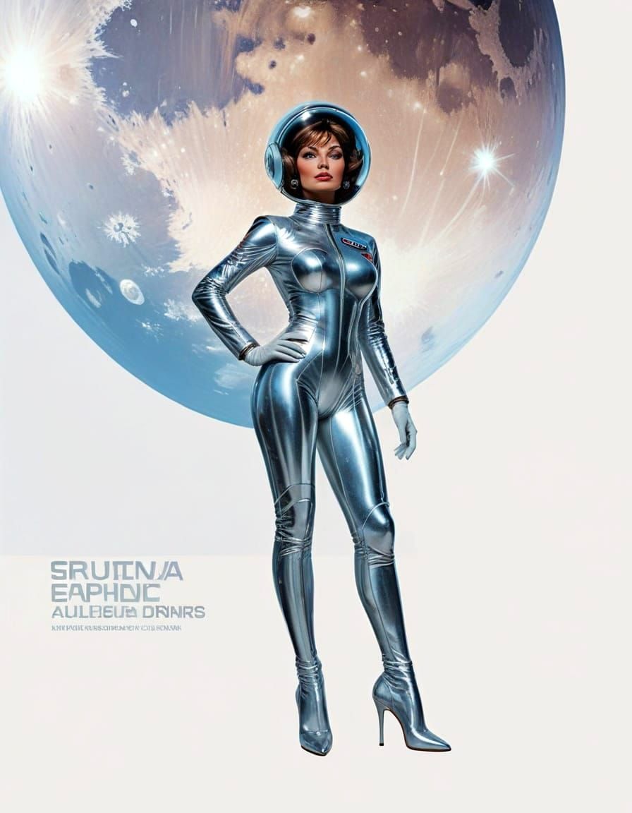 Sophisticated Space Goddess in Retro Sci-Fi Armor