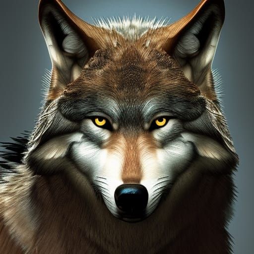 Majestic Wolf Portrait with Magic Background
