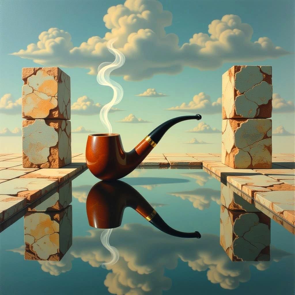 Surreal Pipe Reflection: A Mashup of Artistic Styles