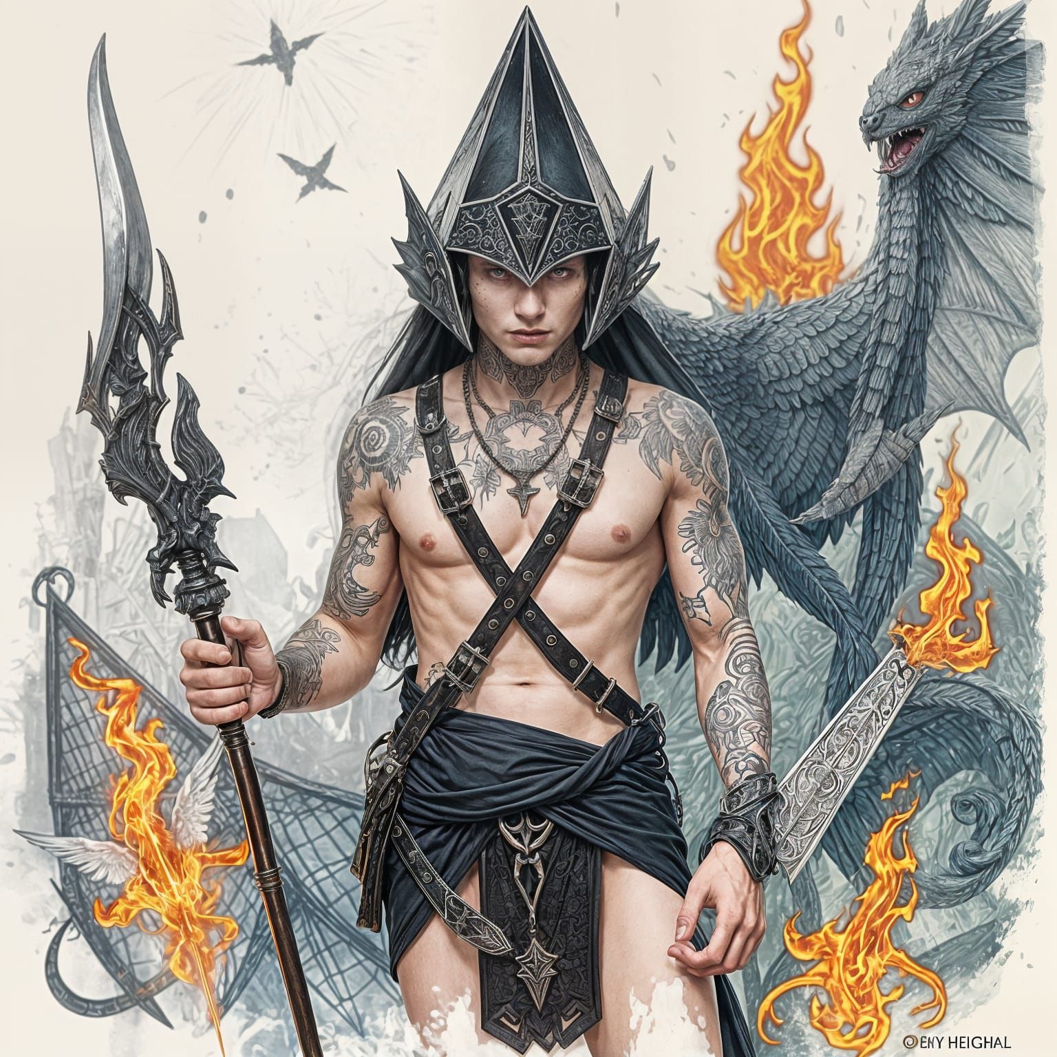 Dark Angel Warrior in Occult Gothic Style