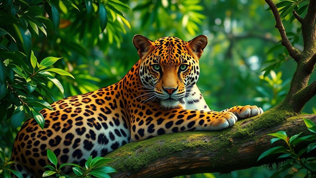 Majestic Jaguar in Lush Jungle Canopy