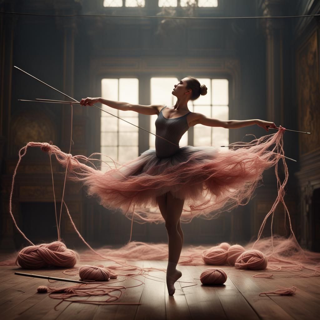 Ballerina's Yarn Dance: A Digital Matte Painting