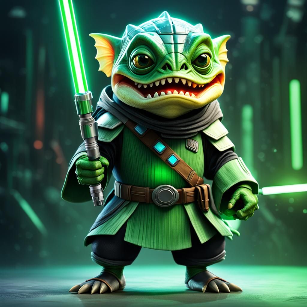 Piranha Jedi Knight in Sci-Fi 3D Render