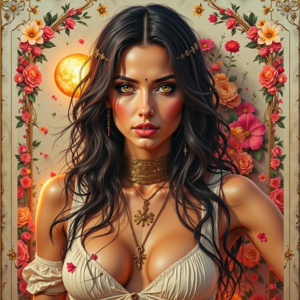 Cyberpunk Woman Power in Abstract Tarot Style