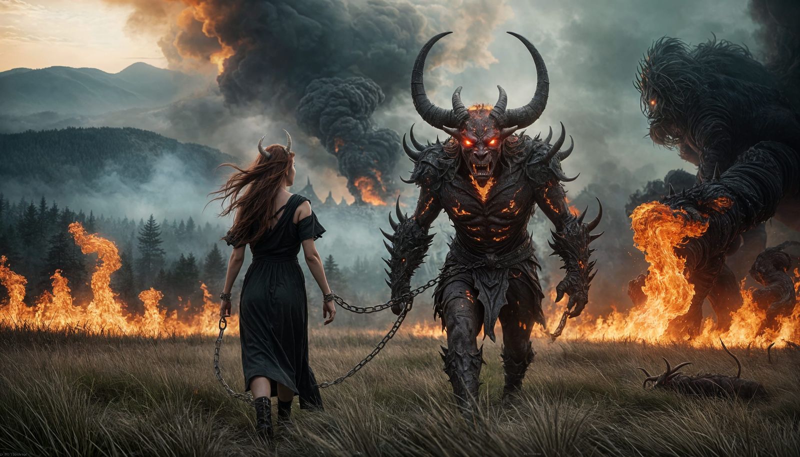 Demonic Guide Leading Captive to Inferno