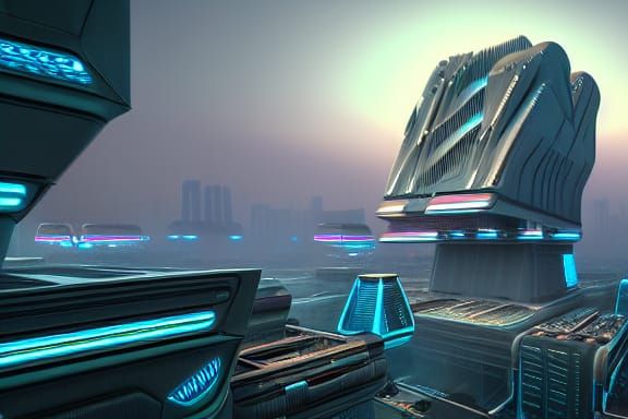 Dystopian Metropolis at Technological Singularity in Retrowa...