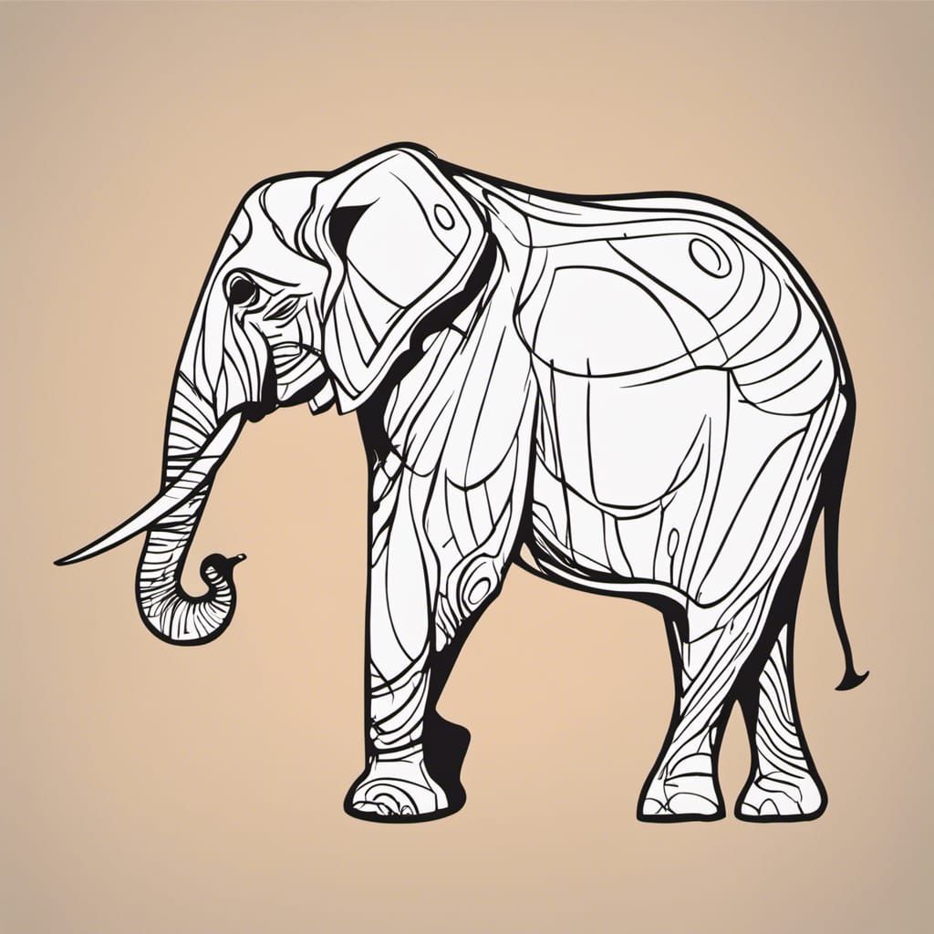 Minimalist Line Art Elephant Side View