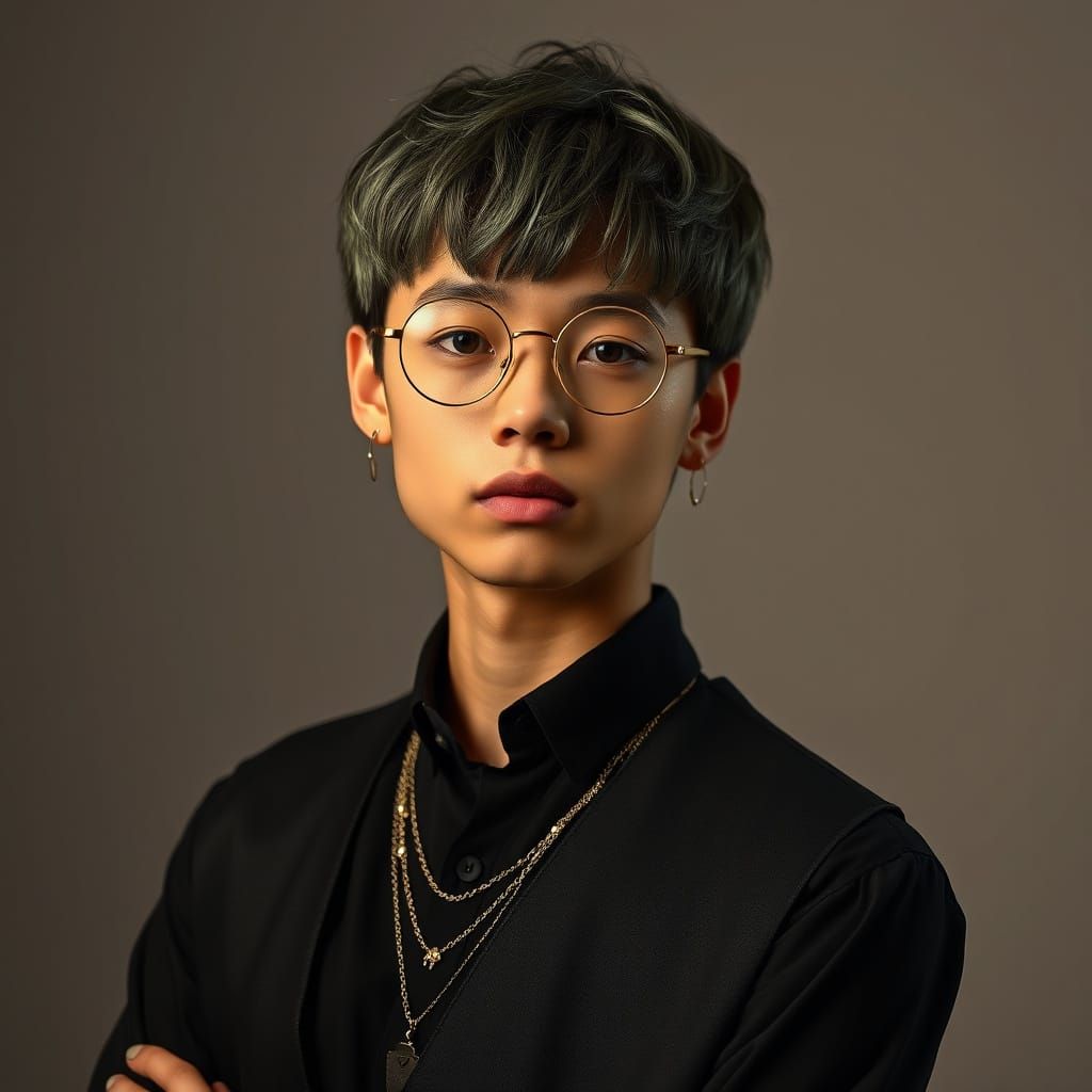 Confident Young Nonbinary Person in Elegant Portrait