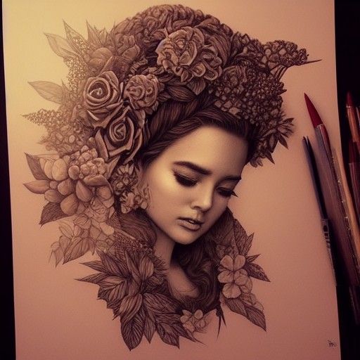 Goddess of Nature Portrait with Realistic Background
