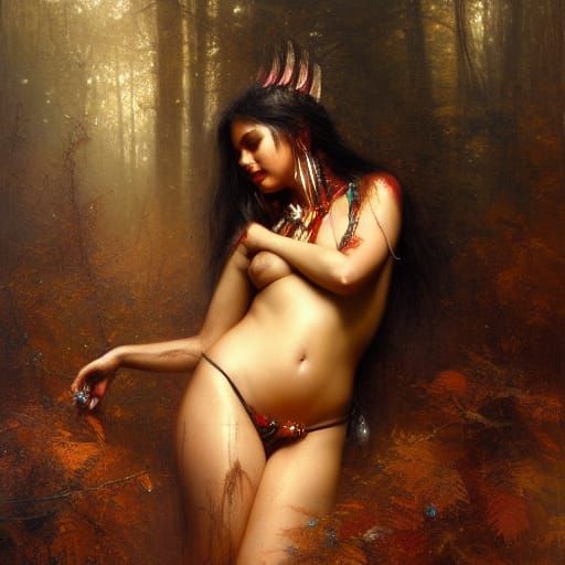 Psychedelic Forest Nymph in Pino Daeni Style