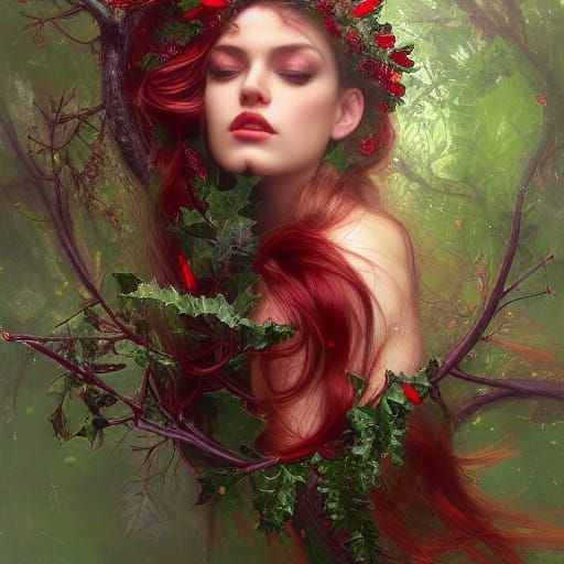 Holly Queen Portrait in Digital Art Style