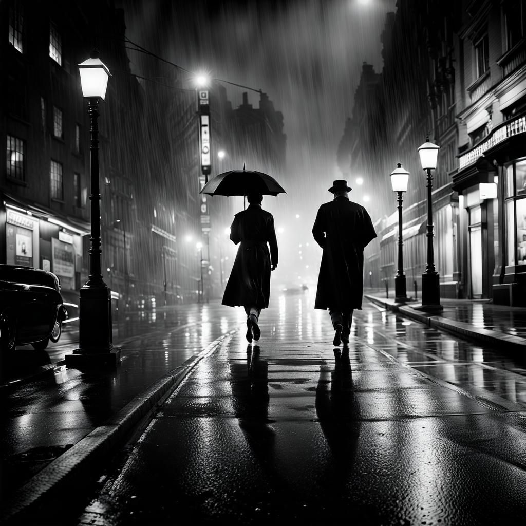 Film Noir Rain in B&W v3