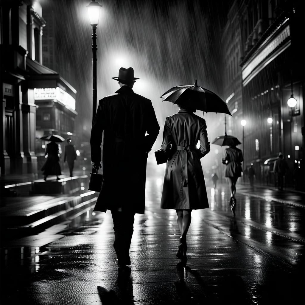 Film Noir Rain in B&W v4