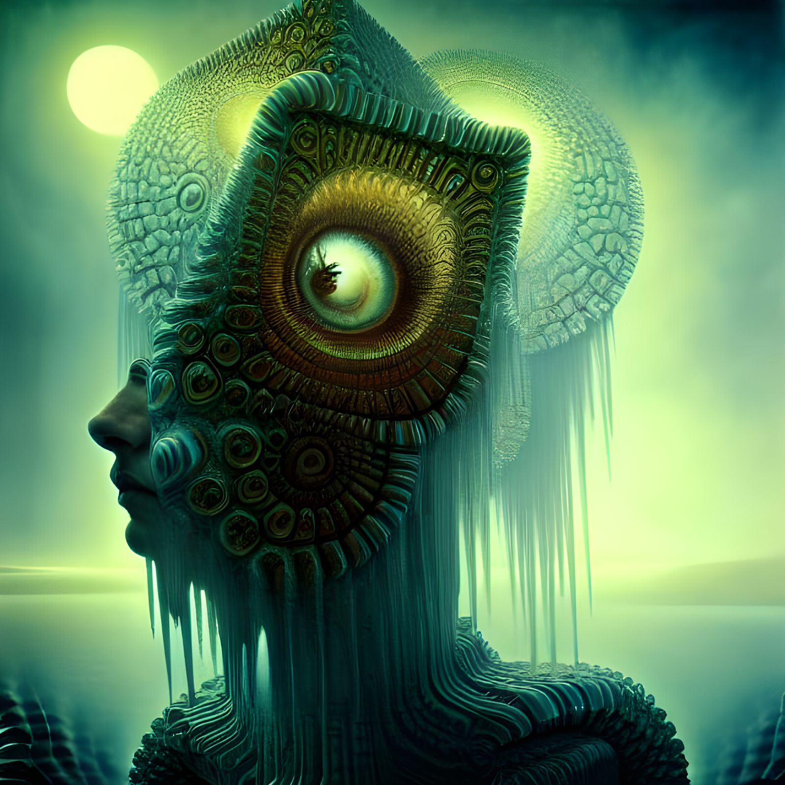 Fractal Bismuth Crystal Mandelbulb in Gothic Art Style