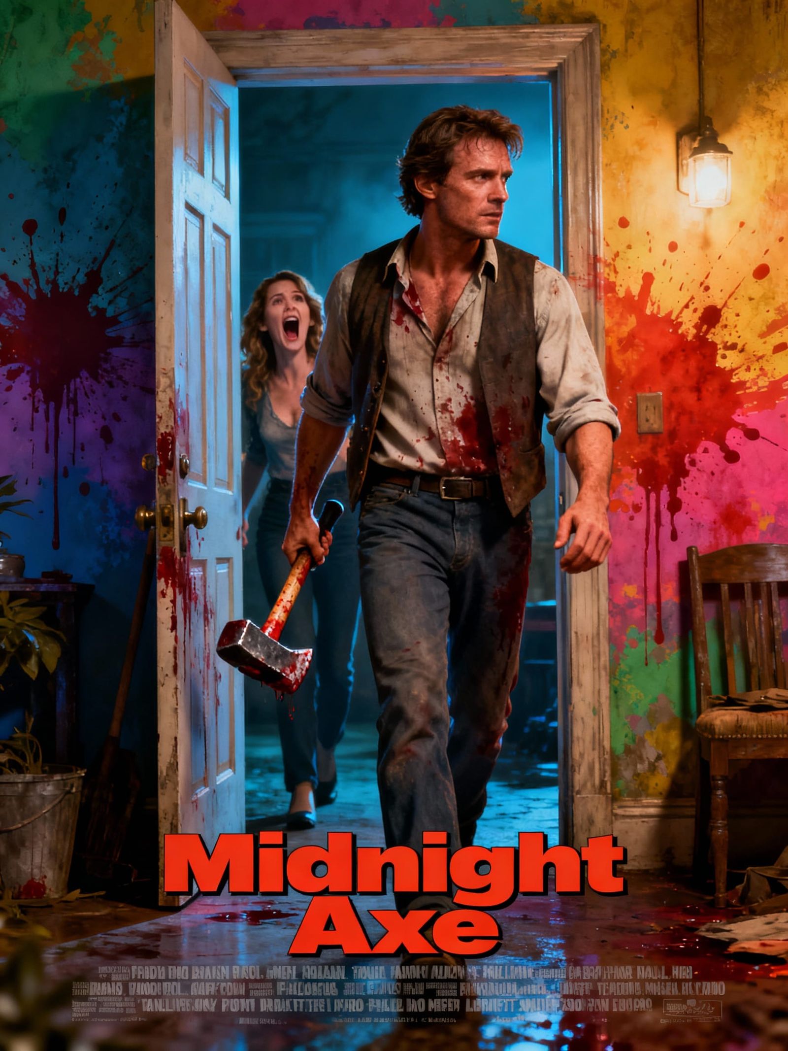 Midnight Axe: 70s Drive-In Horror Movie Poster