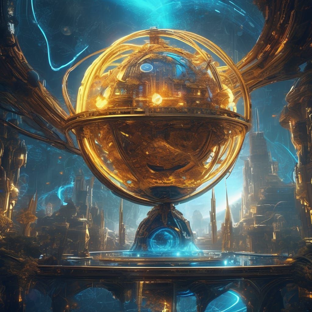 Futuristic City Meets Fantasy World Globe