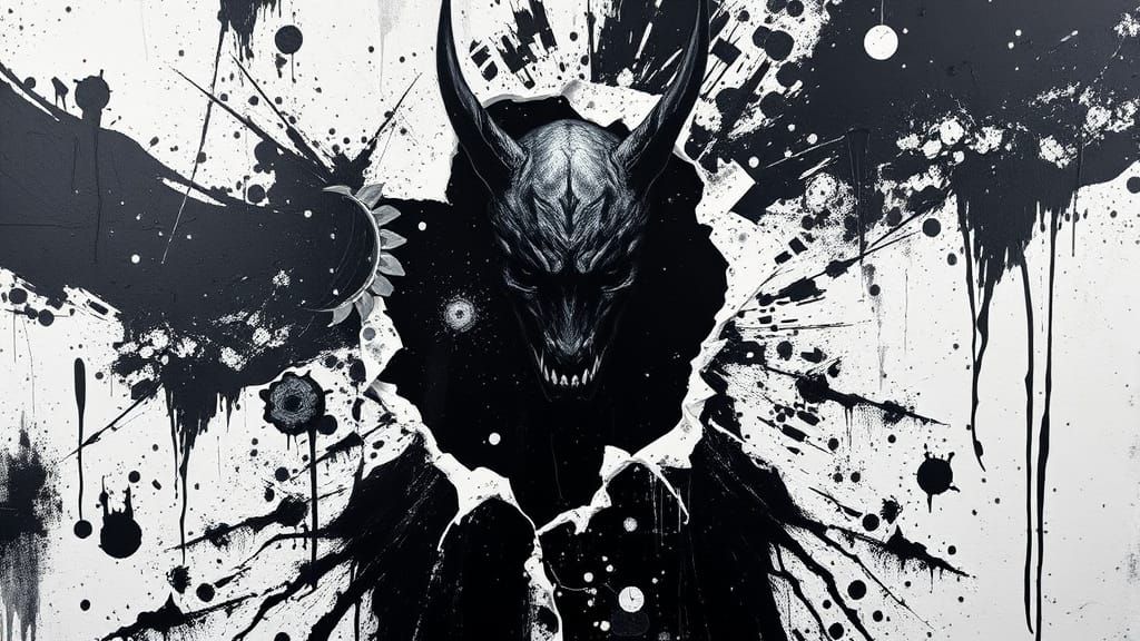 Creature Emerges from Canvas in Expressive Style