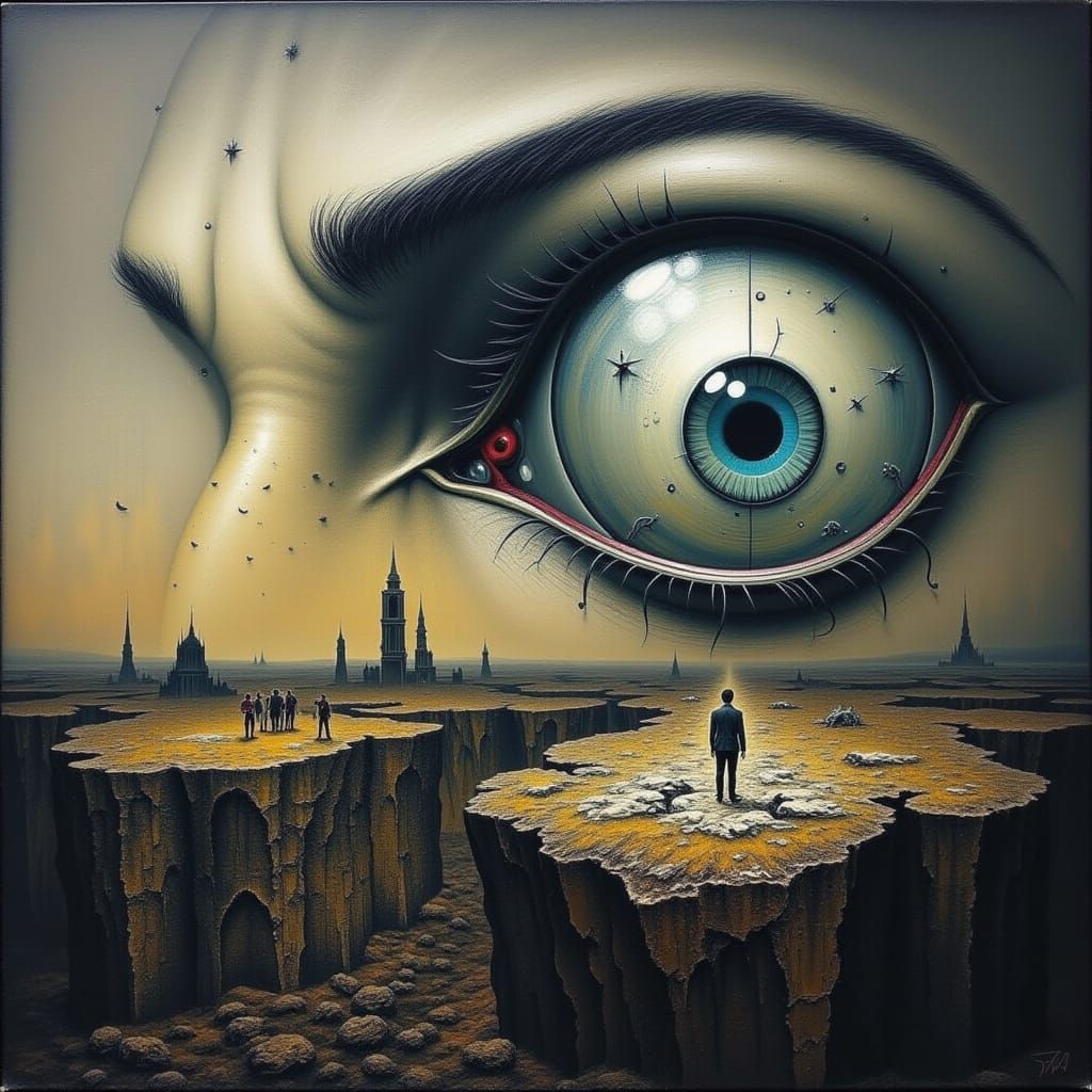 Surreal Eye in Dreamlike Alien Landscape