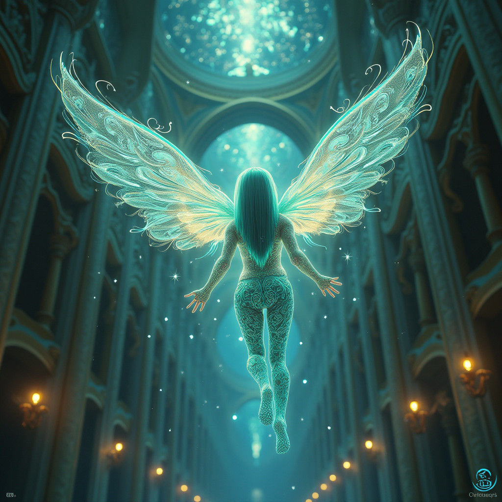 Hyper-Realistic Seraphim in Dreamy Baroque Dreamscape with N...