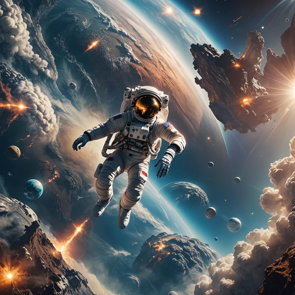 Astronaut Over Earth: Epic Sci-Fi Digital Art