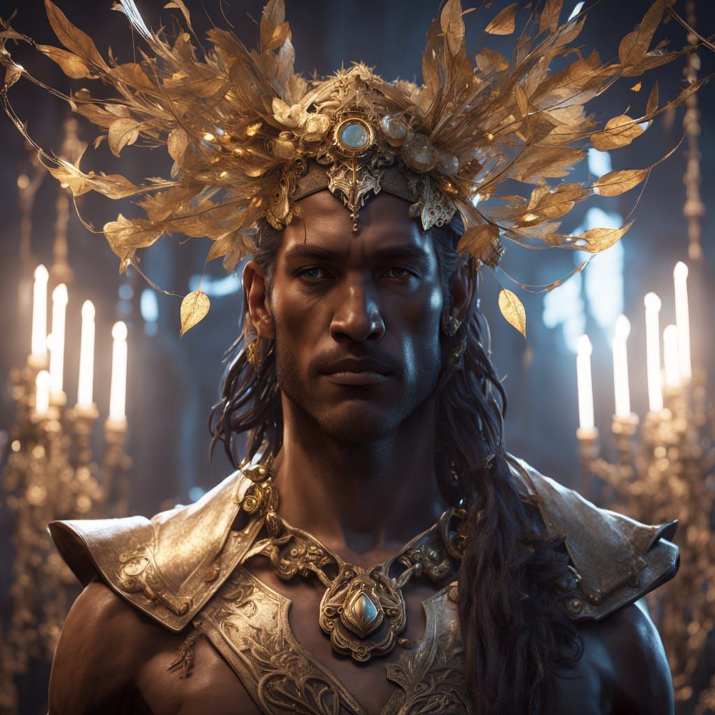 Ethereal Fae King in Moonlit Grove, Art Nouveau Style