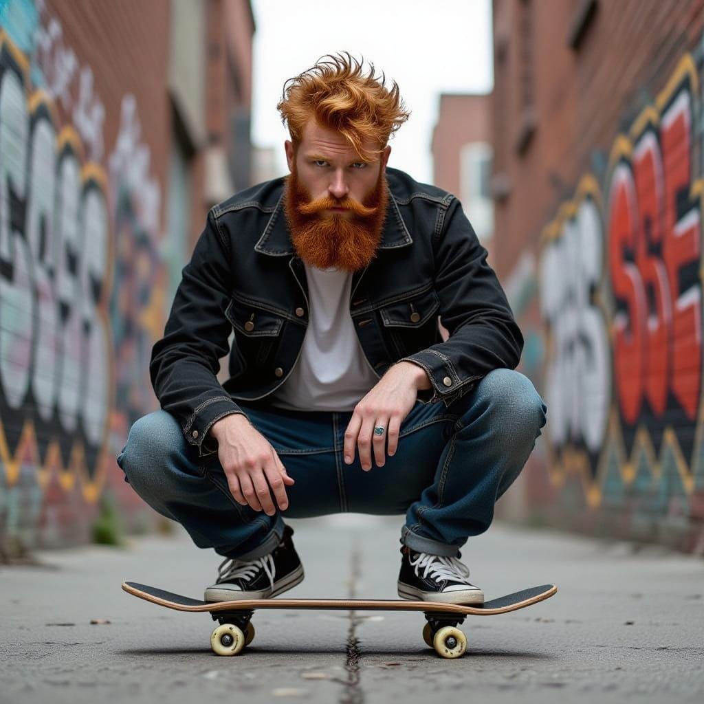 Gritty Urban Skateboarder in Mike Mignola Style
