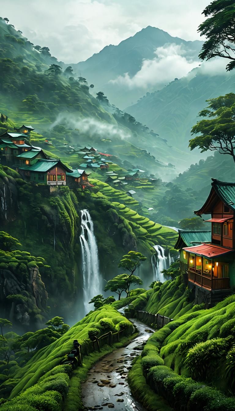 Monsoon Season Over Hill Station Tea Plantations