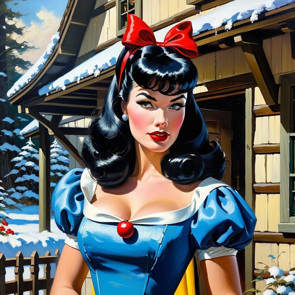 Snow White Portrait in Impressionistic Style