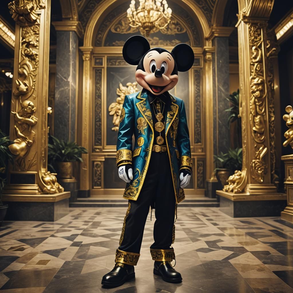 Mickey Mouse in Versace: Cinematic Film Still