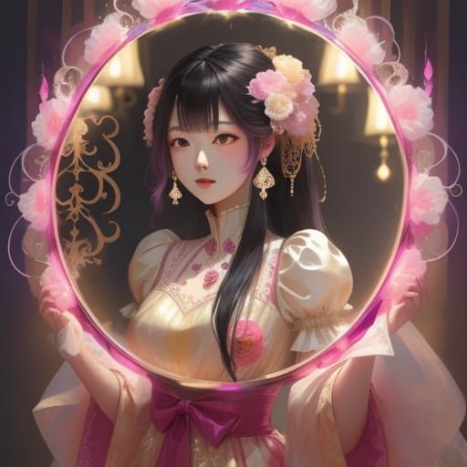 Lorelei Observes Herself: A Digital Anime Illustration