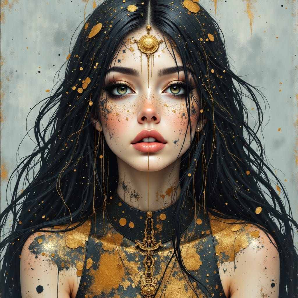 Abstract Portrait with Gold Accents