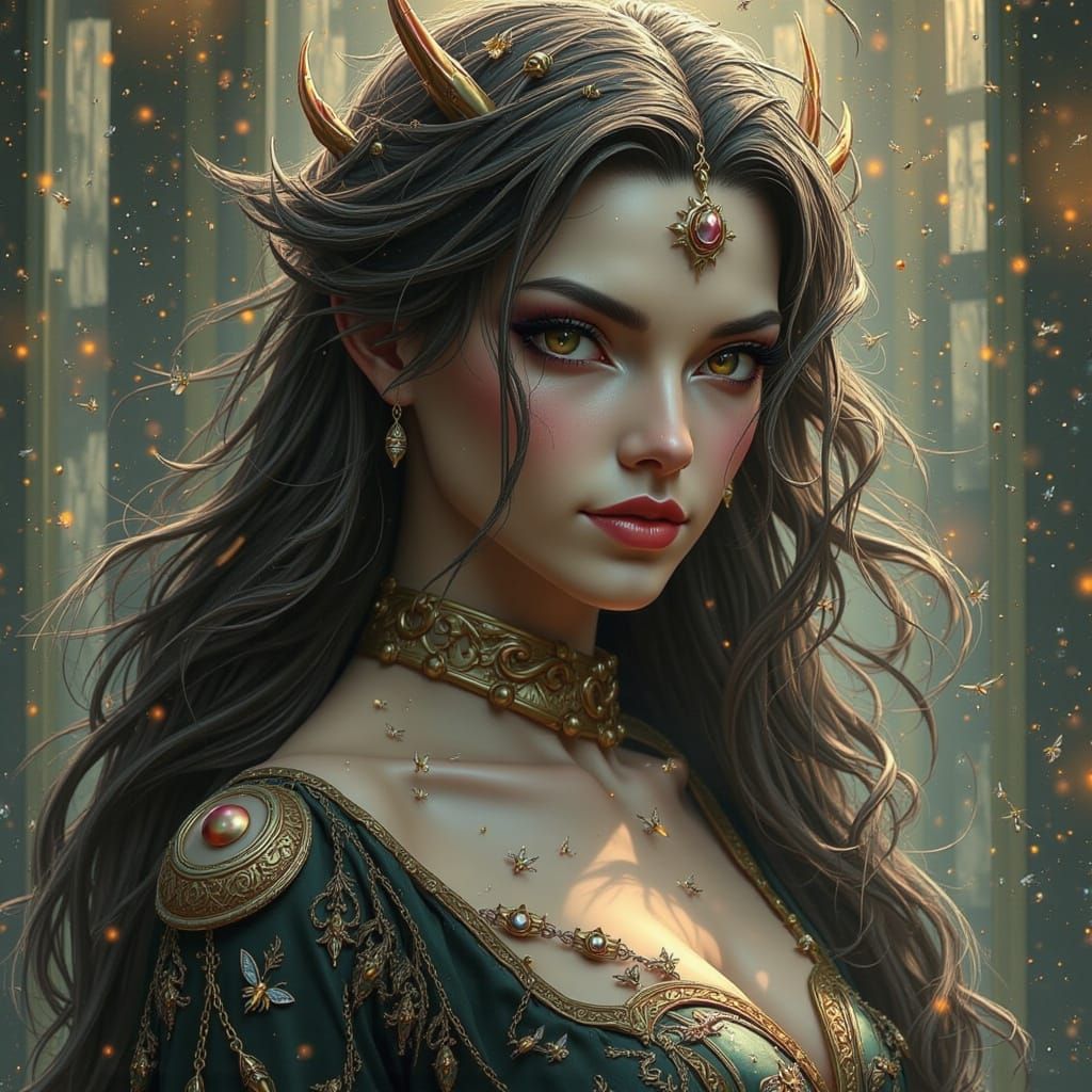 Beautiful Woman Portrait in Fantasy Style