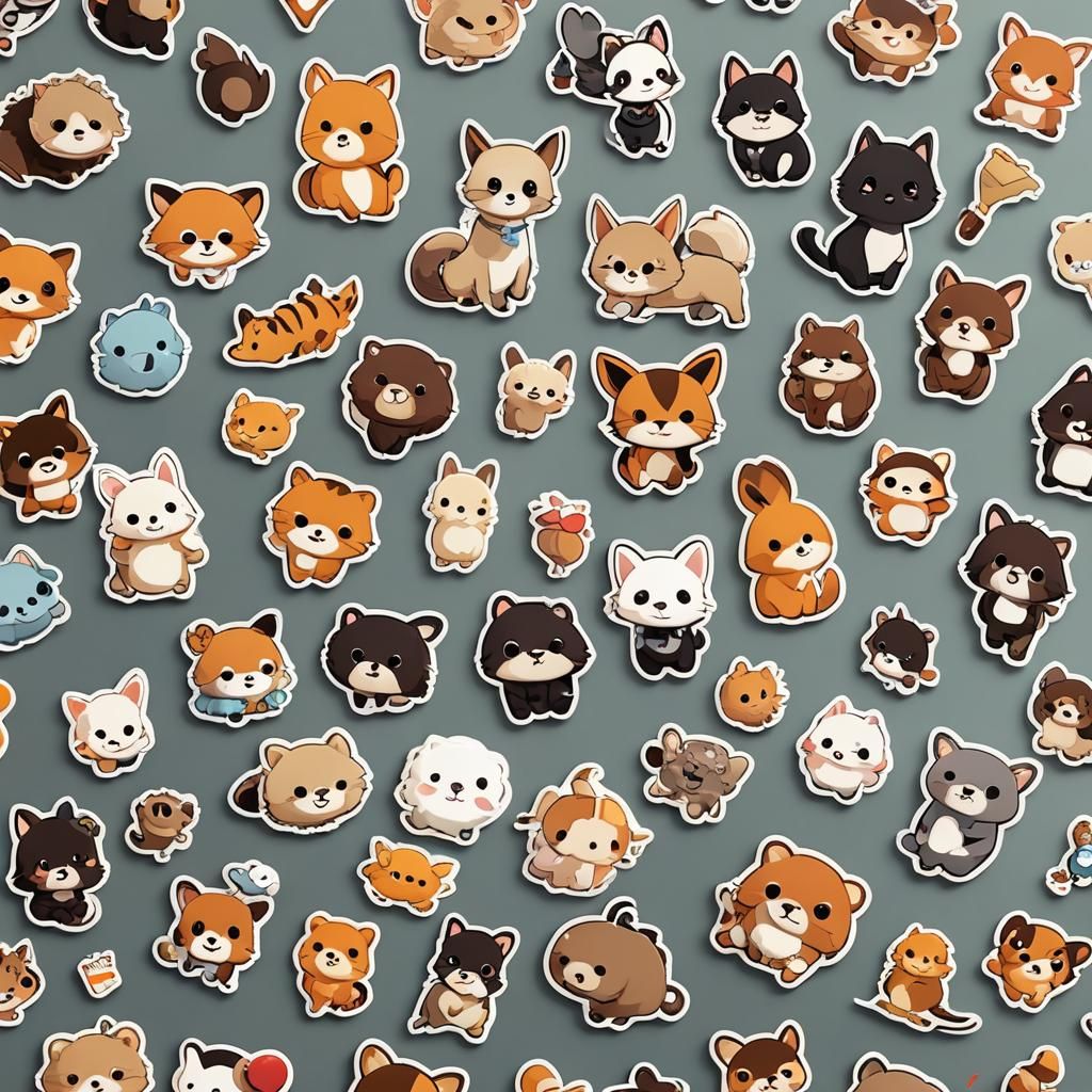 Cute Animal Stickers in 3D Anime Art Style