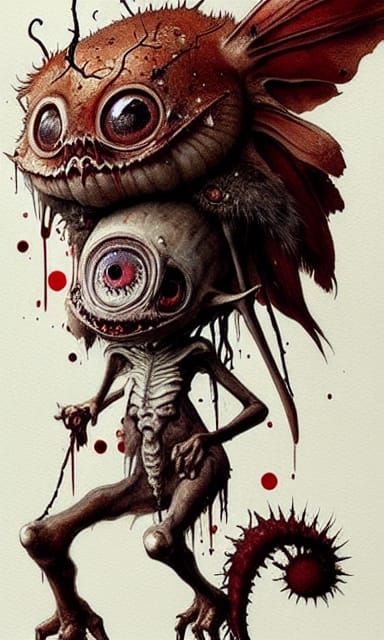 Chibi Halloween Creature with Blood, Digital Art