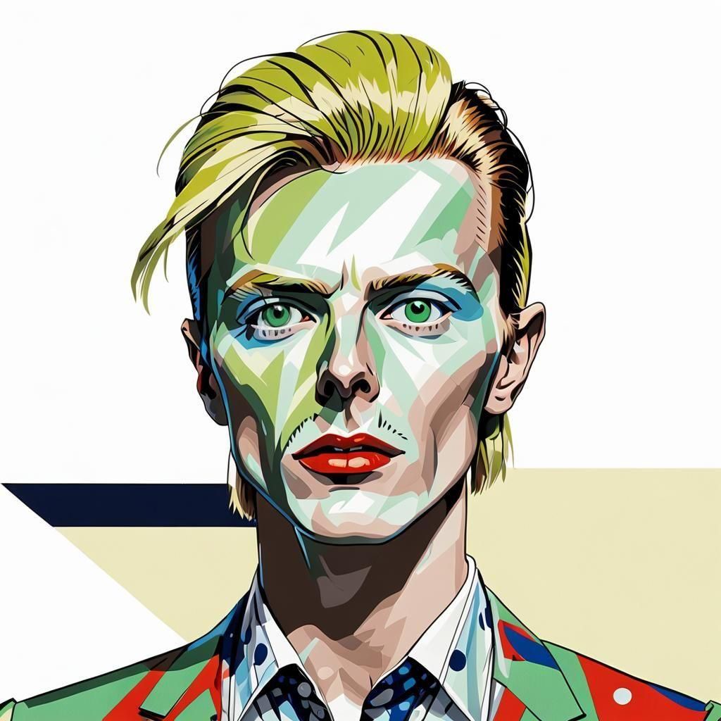 Pop Art Portrait of David Bowie in Bold Colors