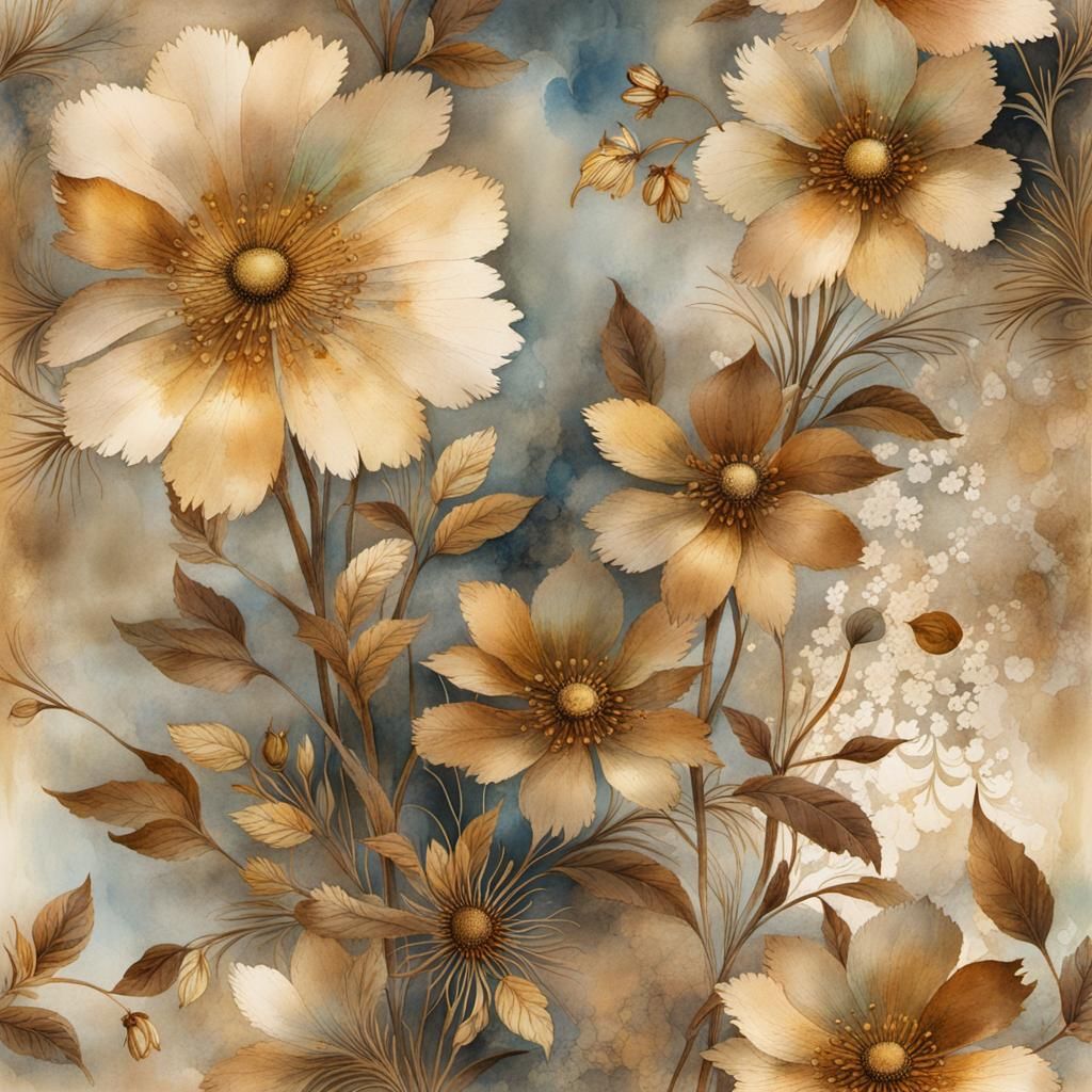 Intricate Mixed Media Illustration with Baroque Ornaments