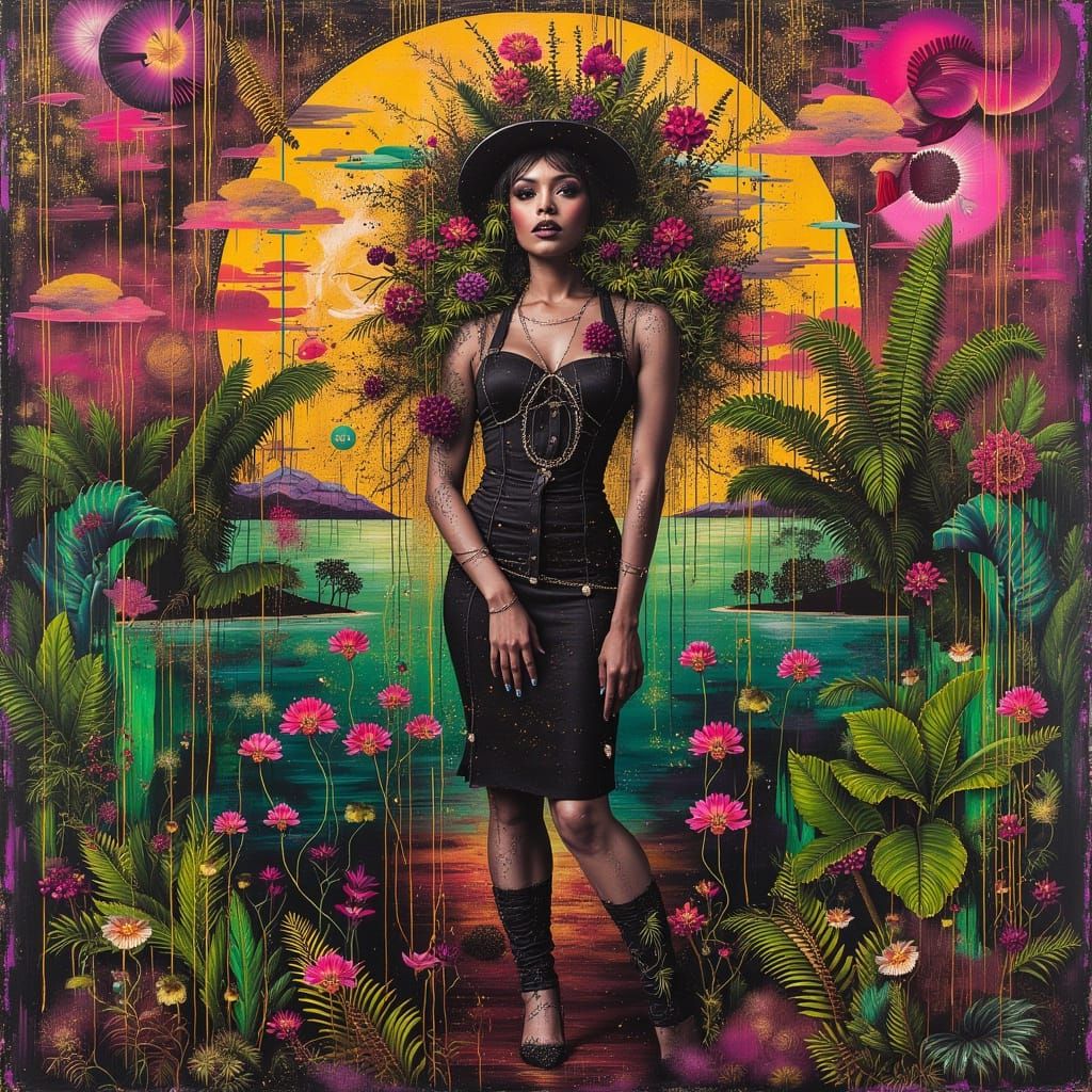 Lora, amongst the flowers.