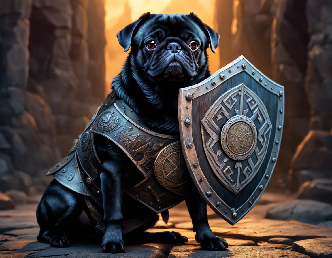 Viking Pug with Runed Shield Splash Art