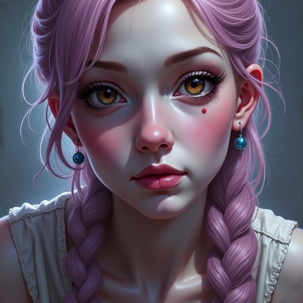 Figure with Brown Eyes in Surreal Style