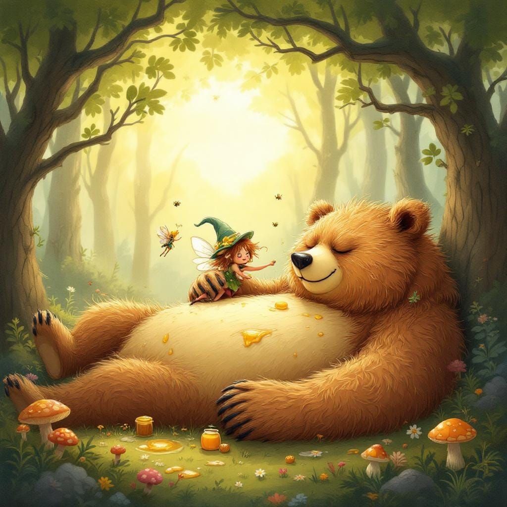 Mischievous Fairy Tugs Sleeping Bear's Ear