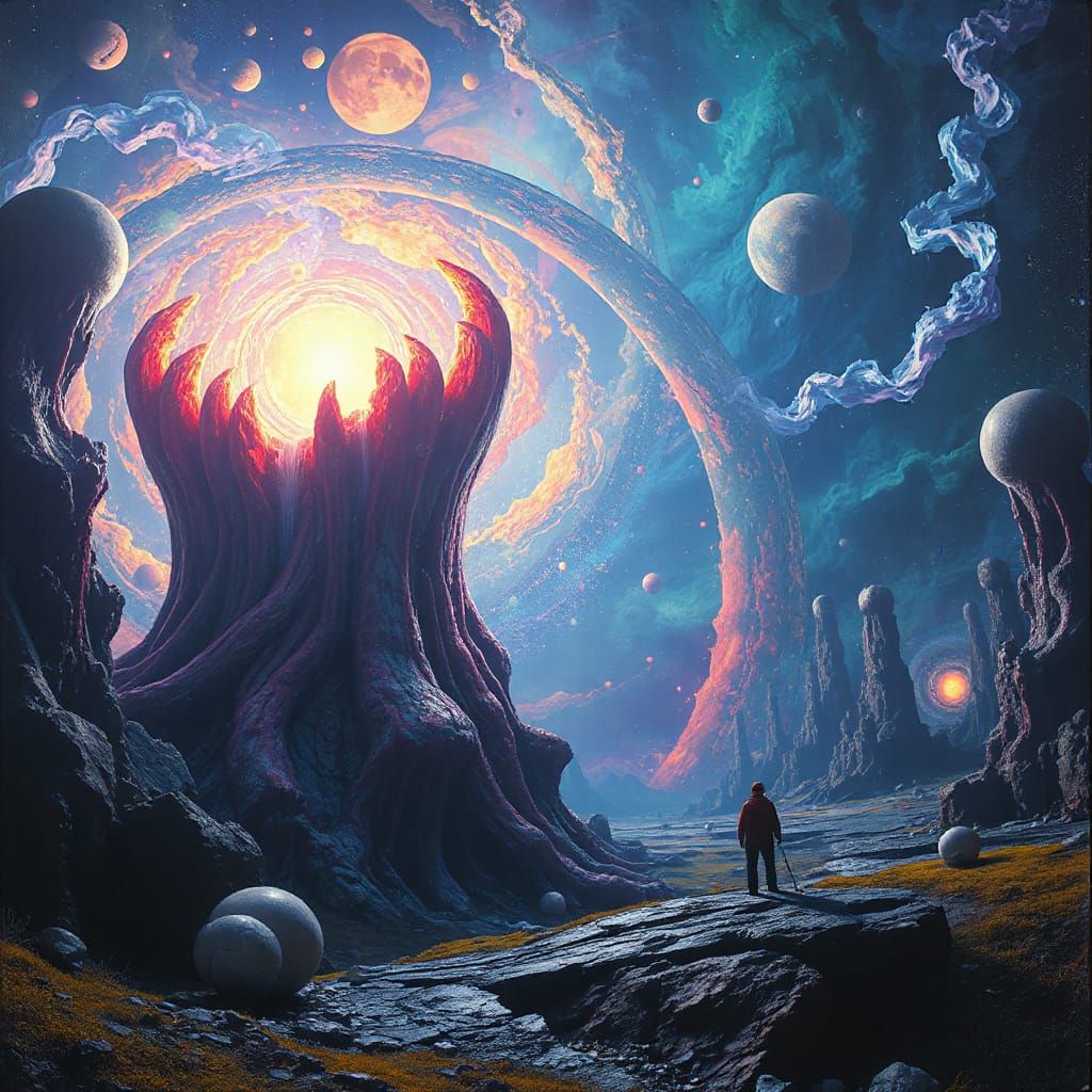 Surreal Cosmic Phenomenon in Dreamlike Atmosphere