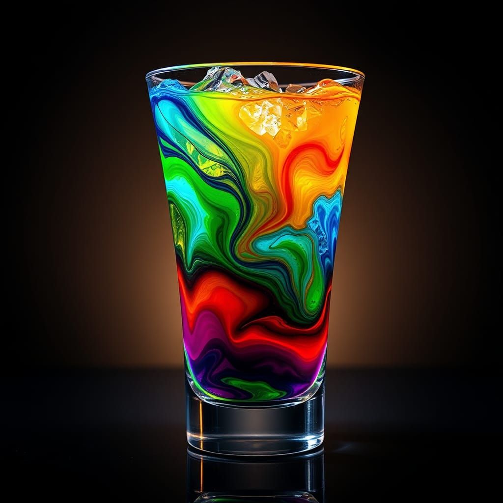 Vibrant Seven-Layer Cocktail in Crystal Glass