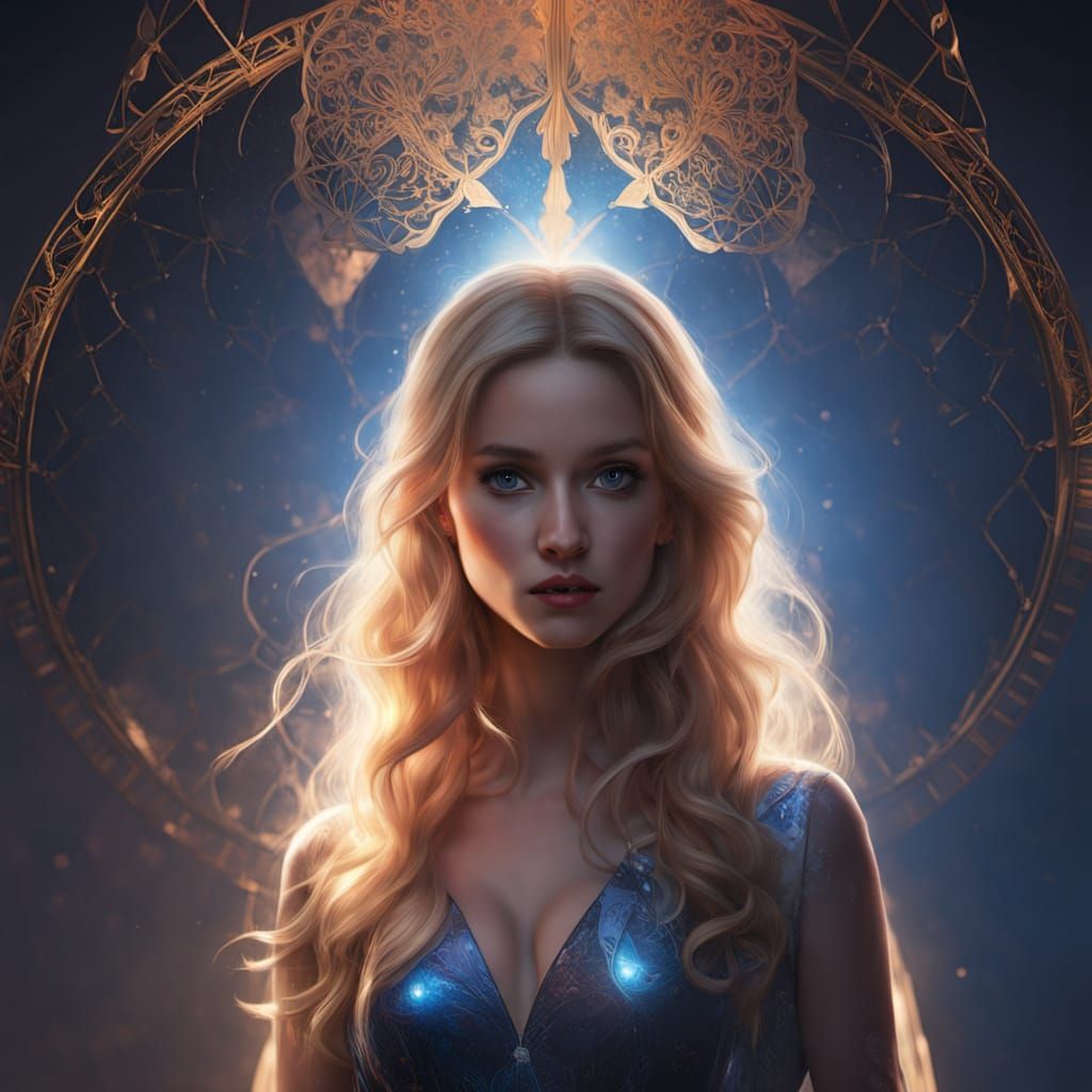 Feminine Thoughtform Portrait in Volumetric Lighting Style