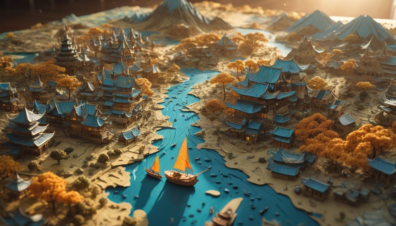 Origami Fantasy World Map in Epic Scale