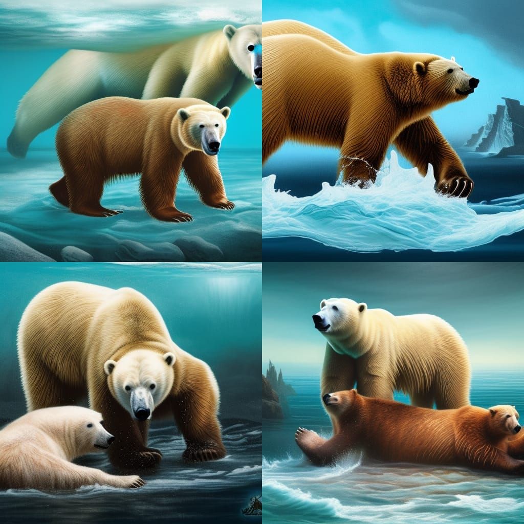 Bears Enjoying Bourbon, Detailed Matte Painting