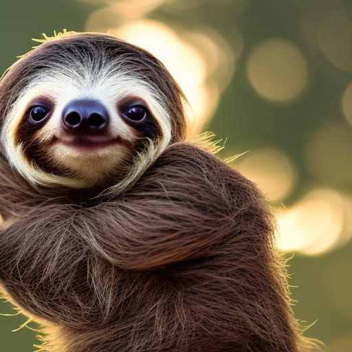 Cute Baby Sloth at Sunset: Professional Photography