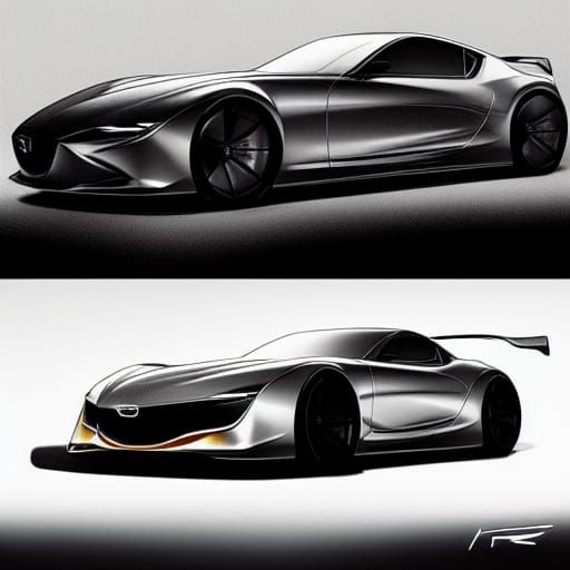 Futuristic Mazda RX7 Concept Car, Detailed Digital Art