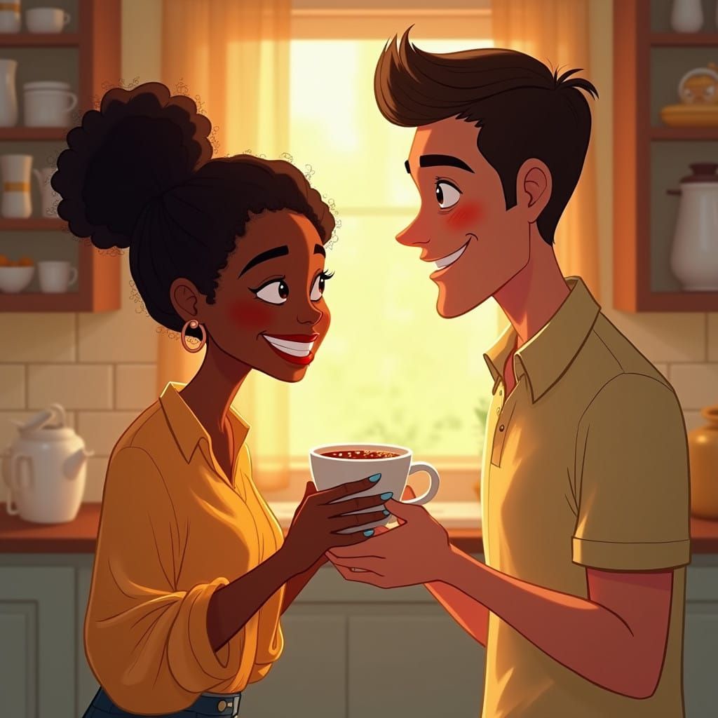 Disney-Inspired Couple Share Warm Moment in Cozy Kitchen