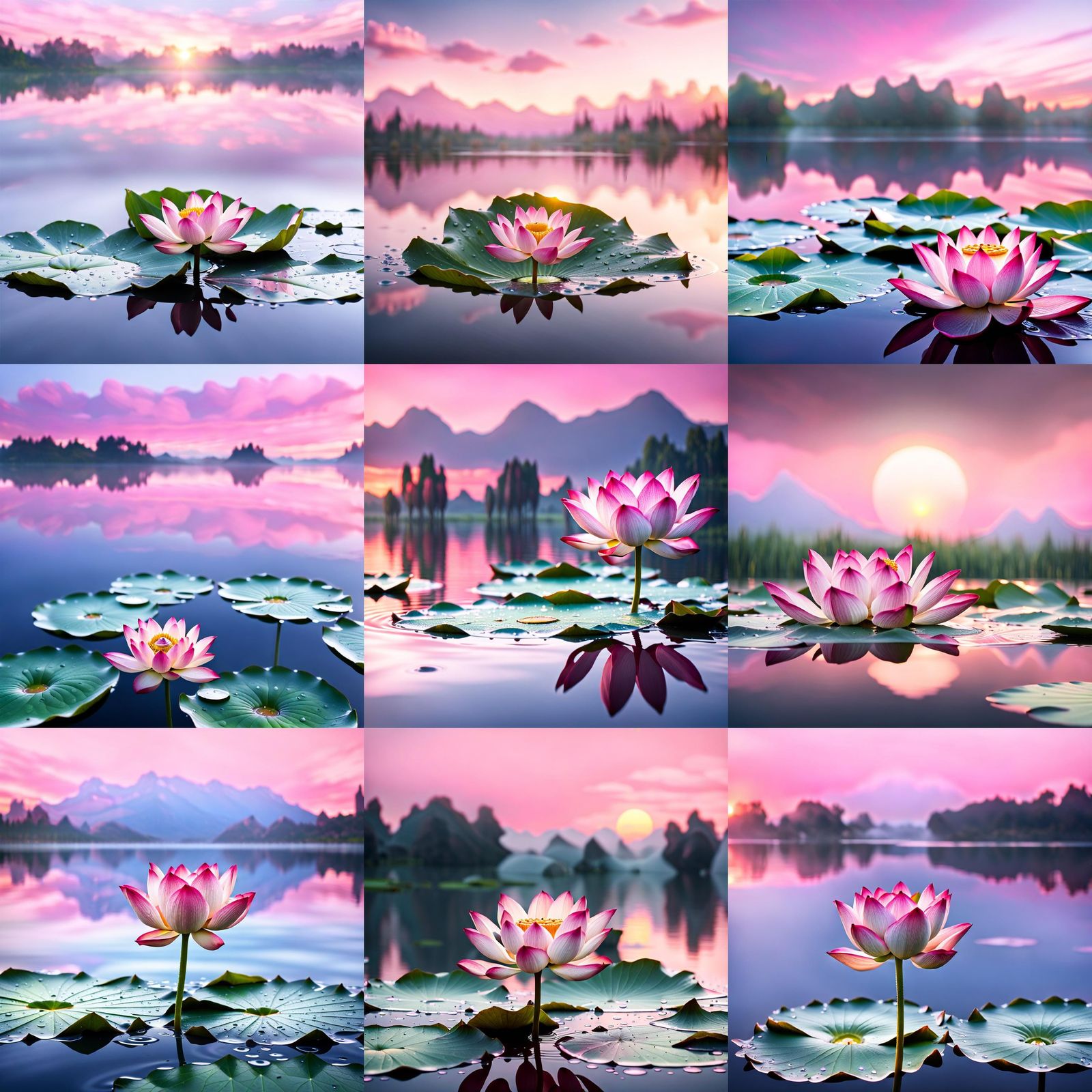 Lotus Flower at Sunrise in Hyperrealism
