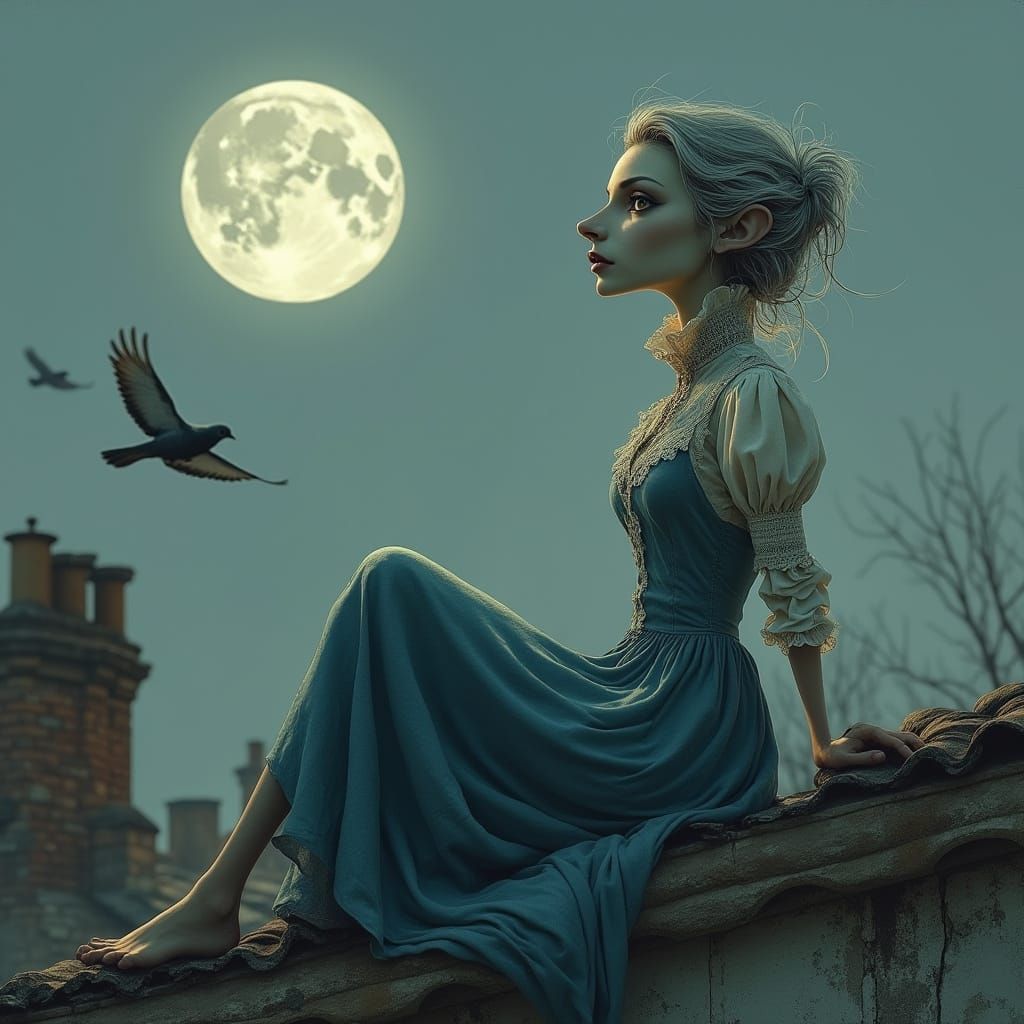 Ethereal Nosferatu Goddess Under Lunar Glow